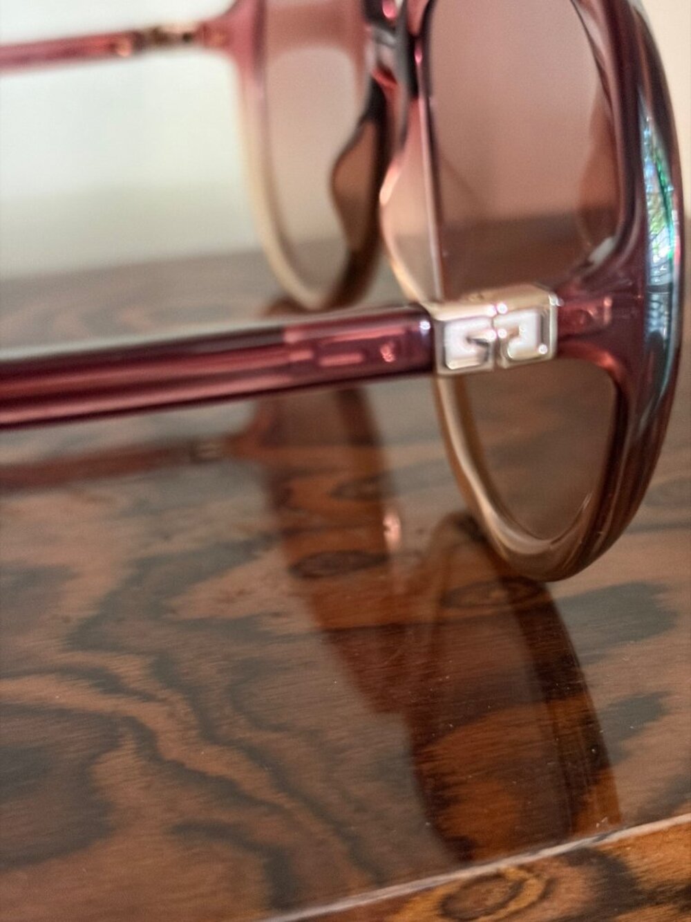 Women's Givenchy Oversized Round Ombre' Burgundy Peach Gradient Tinted Sunglasse - Picture 11 of 16